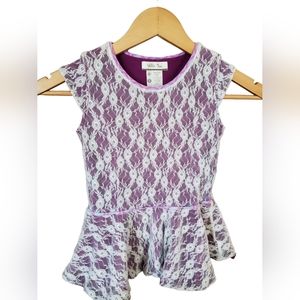 Matilda Jane Purple & Ivory Lace Peplum Top Girls Size 8
